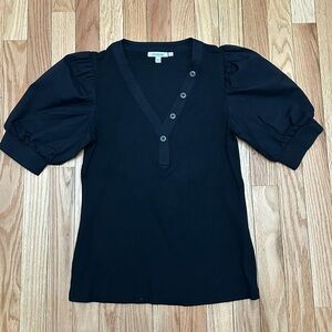 NWOT Chico's Black Puff Sleeve Blouse